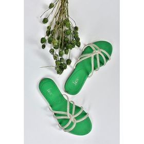 Fox Shoes M272007514 Yeşil Sim Parlak Kadın Terlik