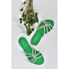 Fox Shoes M272007514 Yeşil Sim Parlak Kadın Terlik