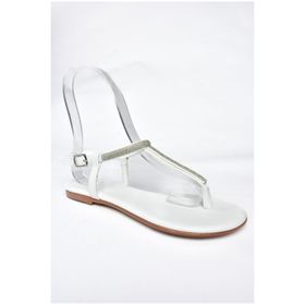 Fox Shoes M2720250 09 Taş Detaylı Parmak Arası Beyaz Kadın Sandalet
