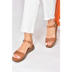 Fox Shoes M291030503 Taba Hakiki Deri Günlük Kadın Sandalet