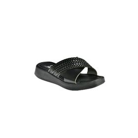 Fox Shoes M291049903 Siyah Hakiki Deri Çapraz Bantlı Kadın Terlik