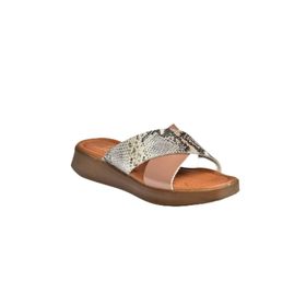 Fox Shoes M291049903 Somon Hakiki Deri Çapraz Bantlı Kadın Terlik
