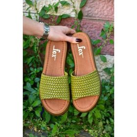 Fox Shoes M291850003 Yeşil Deri Günlük Kadın Terlik