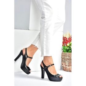 Fox Shoes M348007009 Siyah Platform Topuklu Kadın Abiye Ayakkabı