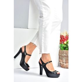 Fox Shoes M348007009 Siyah Platform Topuklu Kadın Abiye Ayakkabı