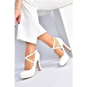 Fox Shoes M348007609 Beyaz Platform Topuklu Kadın Abiye Ayakkabı