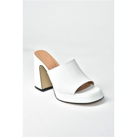 Fox Shoes M404100409 Beyaz Kalın Topuklu Kadın Terlik
