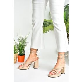 Fox Shoes M404100509 Ten Platform Topuklu Bilekten Bağlamalı Kadın Ayakkabı