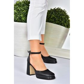Fox Shoes M404100809 Siyah Kalın Platform Topuklu Kadın Ayakkabı