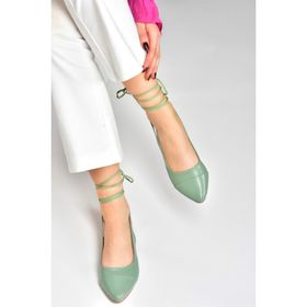 Fox Shoes M726890209 Yeşil Bilek Bağlamalı Kadın Babet