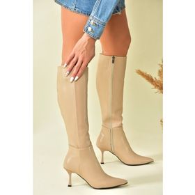 Fox Shoes N282110109 Ten Suni Deri İnce Topuklu Kadın Çizme