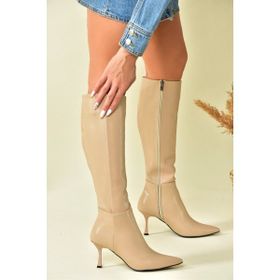 Fox Shoes N282110109 Ten Suni Deri İnce Topuklu Kadın Çizme