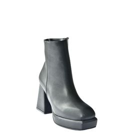 Fox Shoes N282190809 Siyah Suni Deri Platform Taban Kadın Bot