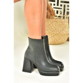 Fox Shoes N282190809 Ten Suni Deri Platform Taban Kadın Bot