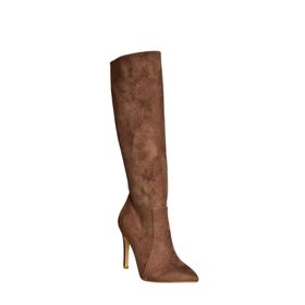 Fox Shoes N372530102 Kahverengi Süet İnce Topuklu Kadın Çizme