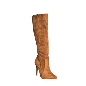 Fox Shoes N372530102 Taba Süet İnce Topuklu Kadın Çizme
