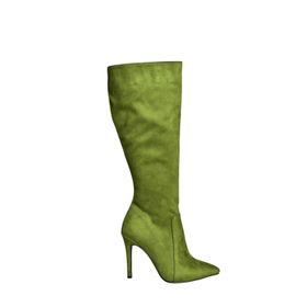 Fox Shoes N372530102 Yeşil Süet İnce Topuklu Kadın Çizme
