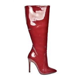Fox Shoes N372530108 Bordo Rugan İnce Topuklu Sivri Burun Kadın Çizme