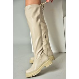 Fox Shoes N404002009 Ten Suni Deri Kalın Tabanlı Dizüstü Kadın Çizme
