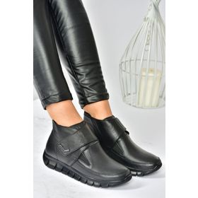 Fox Shoes N555361003 Siyah Hakiki Deri Comfort Ortopedik Taban Kadın Bot