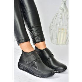 Fox Shoes N555361003 Siyah Hakiki Deri Comfort Ortopedik Taban Kadın Bot