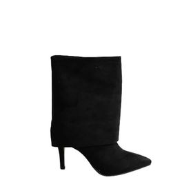 Fox Shoes N572560902 Siyah Süet İnce Topuklu Günlük Kadın Bot