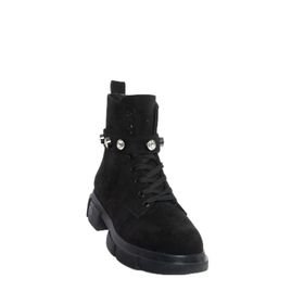 Fox Shoes N820003202 Siyah Süet Taş Detalı Günlük Kadın Bot