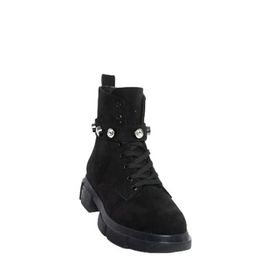 Fox Shoes N820003202 Siyah Süet Taş Detalı Günlük Kadın Bot