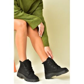 Fox Shoes N820160002 Siyah Süet Alçak Topuklu Kadın Bot