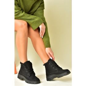 Fox Shoes N820160002 Siyah Süet Alçak Topuklu Kadın Bot