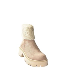 Fox Shoes N820203002 Vizon Süet Kalın Taban Kadın Kürklü Bot