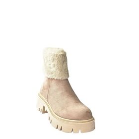 Fox Shoes N820203002 Vizon Süet Kalın Taban Kadın Kürklü Bot