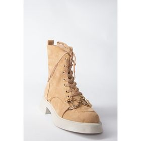 Fox Shoes N820960002 Camel Süet Bağcıklı Kadın Bot