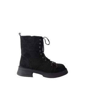 Fox Shoes N820960002 Siyah Süet Bağcıklı Kadın Bot