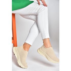 Fox Shoes P239503304 Bej Triko Kumaş Kadın Spor Ayakkabı Sneakers