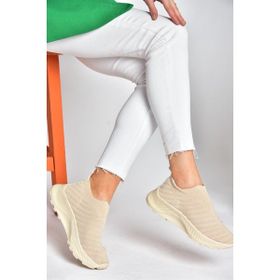 Fox Shoes P239503304 Bej Triko Kumaş Kadın Spor Ayakkabı Sneakers