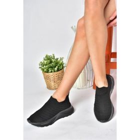 Fox Shoes P239503304 Siyah Triko Kumaş Kadın Spor Ayakkabı Sneakers