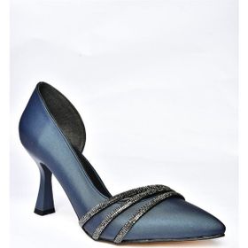 Fox Shoes P246068504 Lacivert Kumaş Topuklu Kadın Abiye Ayakkabı
