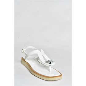 Fox Shoes P252055009 37 Beyaz Taşlı Parmak Arası Günlük Kadın Sandalet