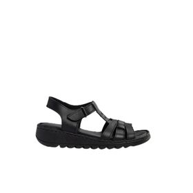 Fox Shoes P555030303 Siyah Hakiki Deri Günlük Kadın Sandalet
