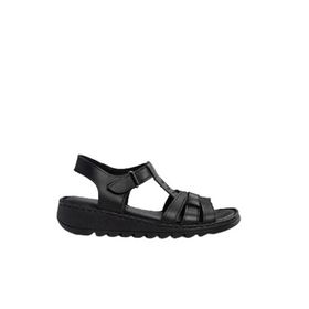 Fox Shoes P555030303 Siyah Hakiki Deri Günlük Kadın Sandalet