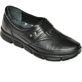 Fox Shoes P555190103 Siyah Deri Comfort Ortopedik Taban Kadın Ayakkabı