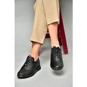 Fox Shoes P5551932 03 Siyah Hakiki Deri Comfort Ortopedik Taban Kadın Ayakkabı