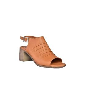 Fox Shoes P555450803 Taba Hakiki Deri Kalın Topuklu Günlük Kadın Ayakkabı
