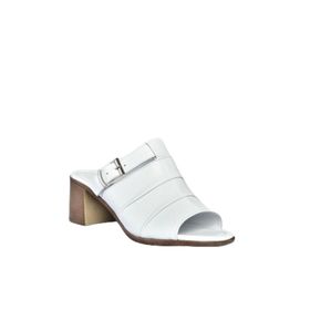 Fox Shoes P555450903 Beyaz Hakiki Deri Kalın Topuklu Günlük Kadın Terlik