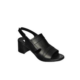 Fox Shoes P555452303 Siyah Hakiki Deri Kalın Topuklu Kadın Sandalet