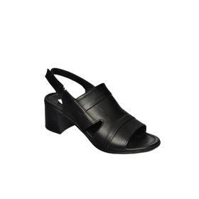 Fox Shoes P555452303 Siyah Hakiki Deri Kalın Topuklu Kadın Sandalet