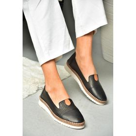 Fox Shoes P5555001 03 Siyah Hakiki Deri Kadın Ayakkabı