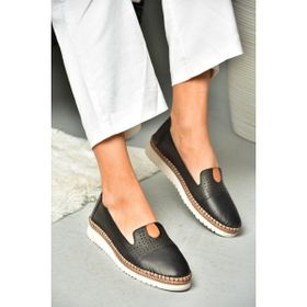 Fox Shoes P5555001 03 Siyah Hakiki Deri Kadın Ayakkabı