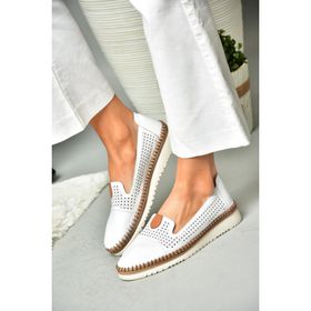 Fox Shoes P555500103 Beyaz Hakiki Deri Kadın Ayakkabı